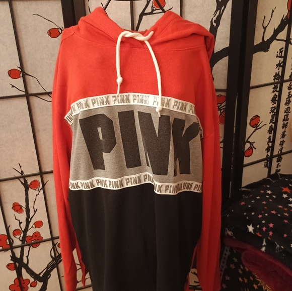 Victoria's Secret Tops - VICTORIA'S SECRET PINK Red and Black Hoodie Sweater